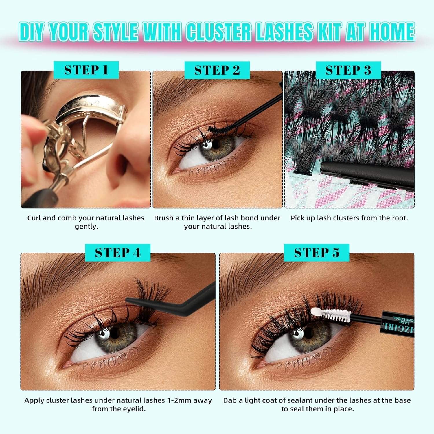 Lash Clusters 320Pcs 70D 90D Eyelashes Cluster D Curl Individual Wispy Lashes Cluster for DIY Cluster Eyelash Extensions at Home for Beginners (Mix10-16Mm) image number 6