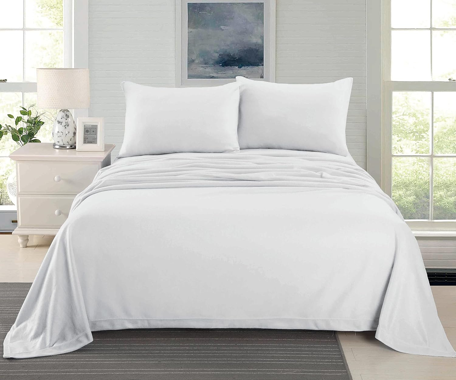 Ramesses Cashmere Touch Flannelette Sheet Set, Single, Silver