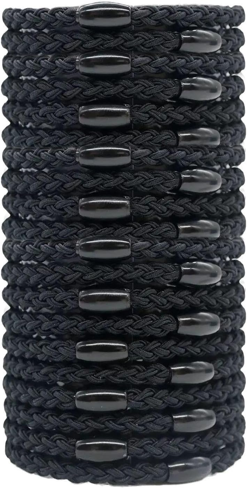 Pack of 20 Black Braided Hair Bobbles Elastic Hair Ropes Ponytail Hair Bobbles Simple Design Hair Bobbles Hair Fixing Tools image number 4