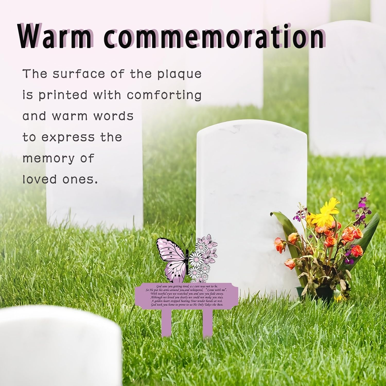 Butterfly Grave Decorations for Cemetery, Waterproof Garden Stake, 10X8 Inches Grave Site Decorations for Cemetery (Purple) image number 6