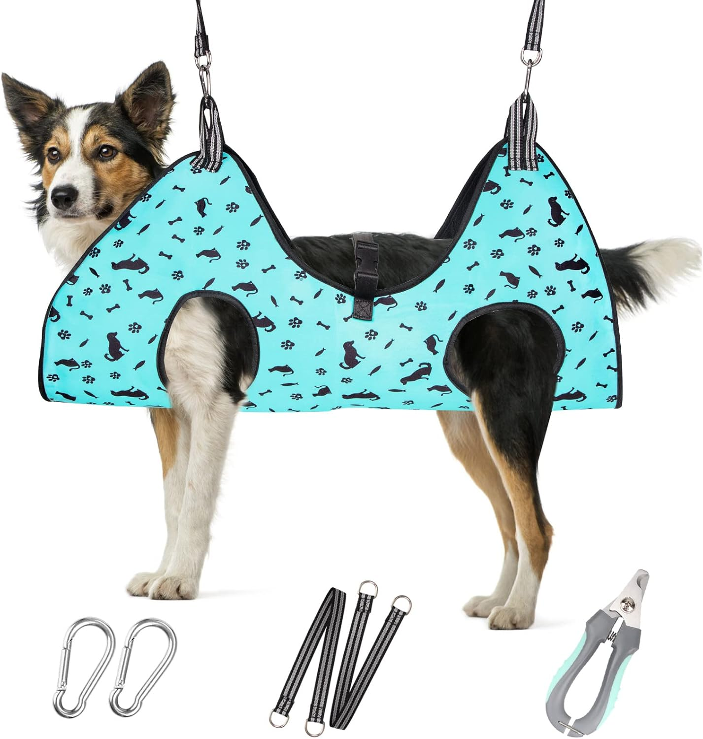 Pet Grooming Hammock for Small Dogs & Cats with Nail Clippers/Nail Trimmers/Grooming Scissors, Dog Grooming Harness for Nail Trimming, Pet Grooming Sling Helper