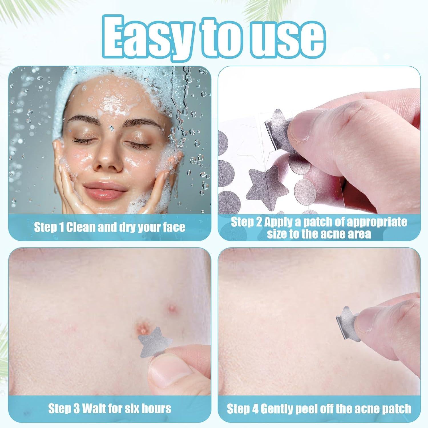 600Pcs Black Pimple Patches, 240 round Face Pimple Cover, 240 Small Star Acne Patch & 120 Big Star Acne Pad Pimple Spot Dots Stickers for Make up Party