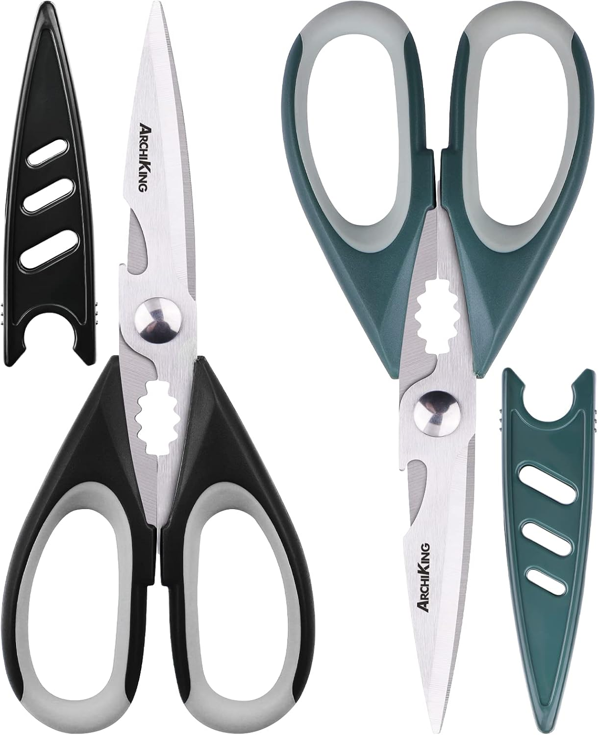 Baby Food Scissors Kicthen Shears,2Pack Portable Healthy Cute Kids Scissors Stainless Steel Scissors with Safety Lock and Storage Case - Ideal for Cutting Meat, Chicken, Vegetables, and Fruits