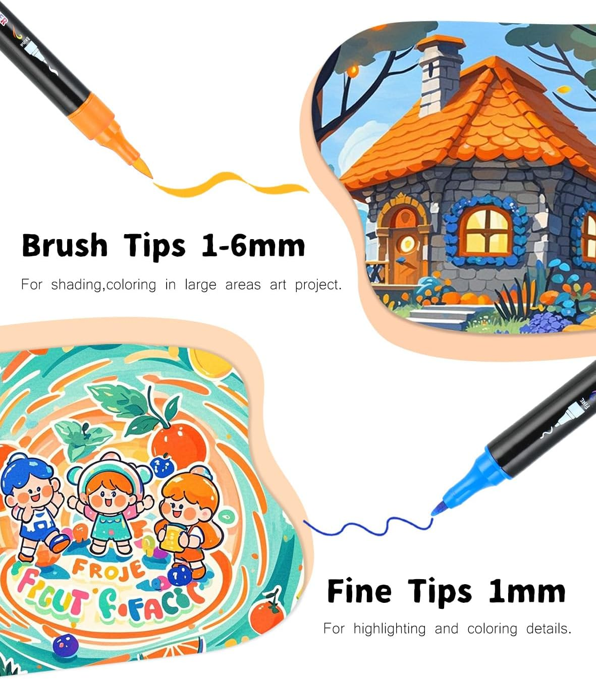 30 Colors Dual Tip Acrylic Paint Pens, Acrylic Paint Markers Set for Rock Painting, Wood, Ceramic, Canvas, Calligraphy,Diy Crafts Art Supplies - 48 Colors image number 5