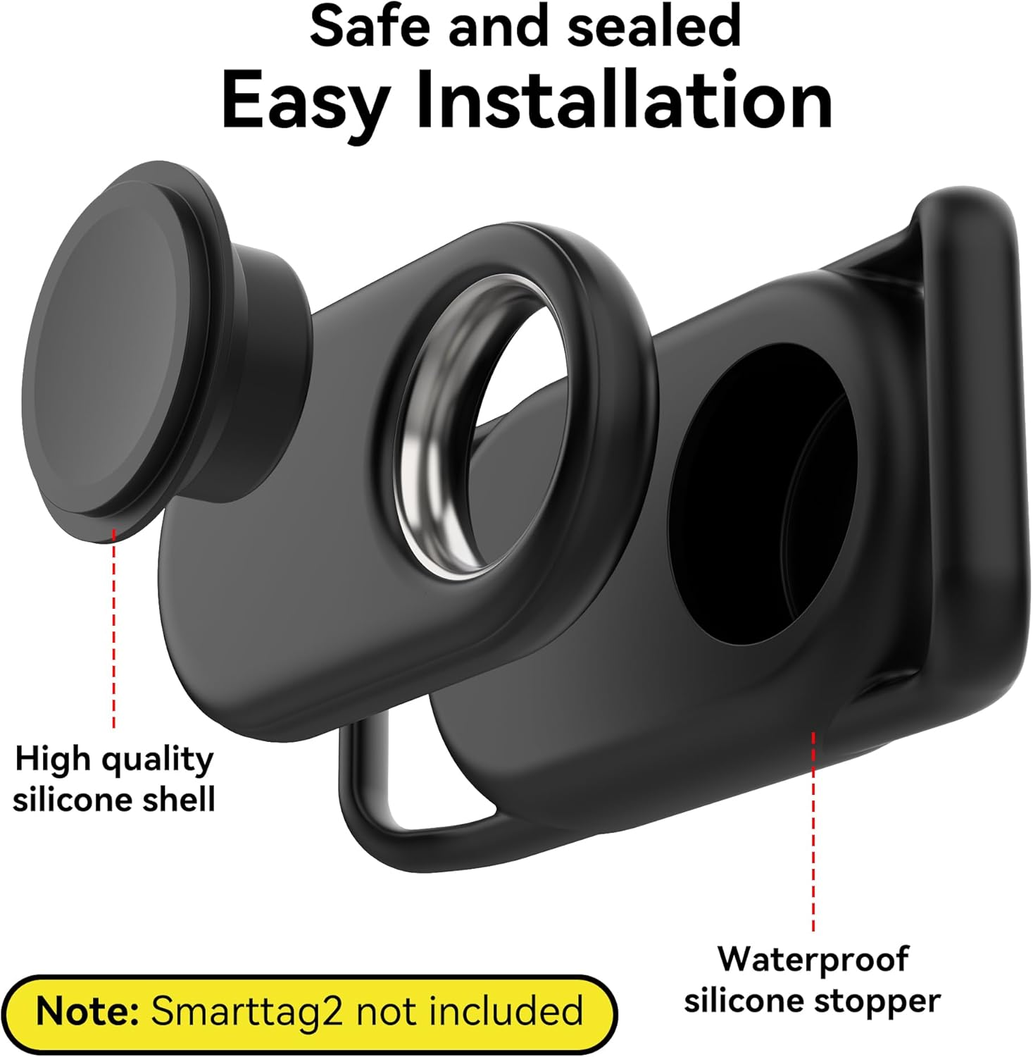 DDJ [2 Pack] Dog Collar Holder for Samsung Smart Tag 2, Dog GPS Tracker Waterproof Silicone Case for Galaxy Smarttag2, Anti-Lost and Scratch Resistant, for Cat, Pet, Fits Different Width Collars image number 1