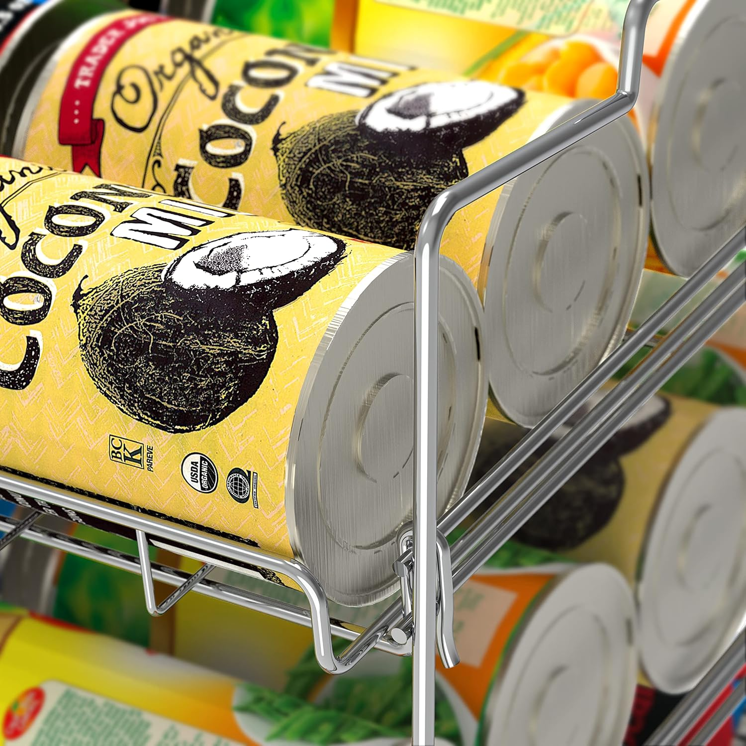 Decobros Supreme Stackable Can Rack Organiser, Chrome Finish - Chrome image number 3