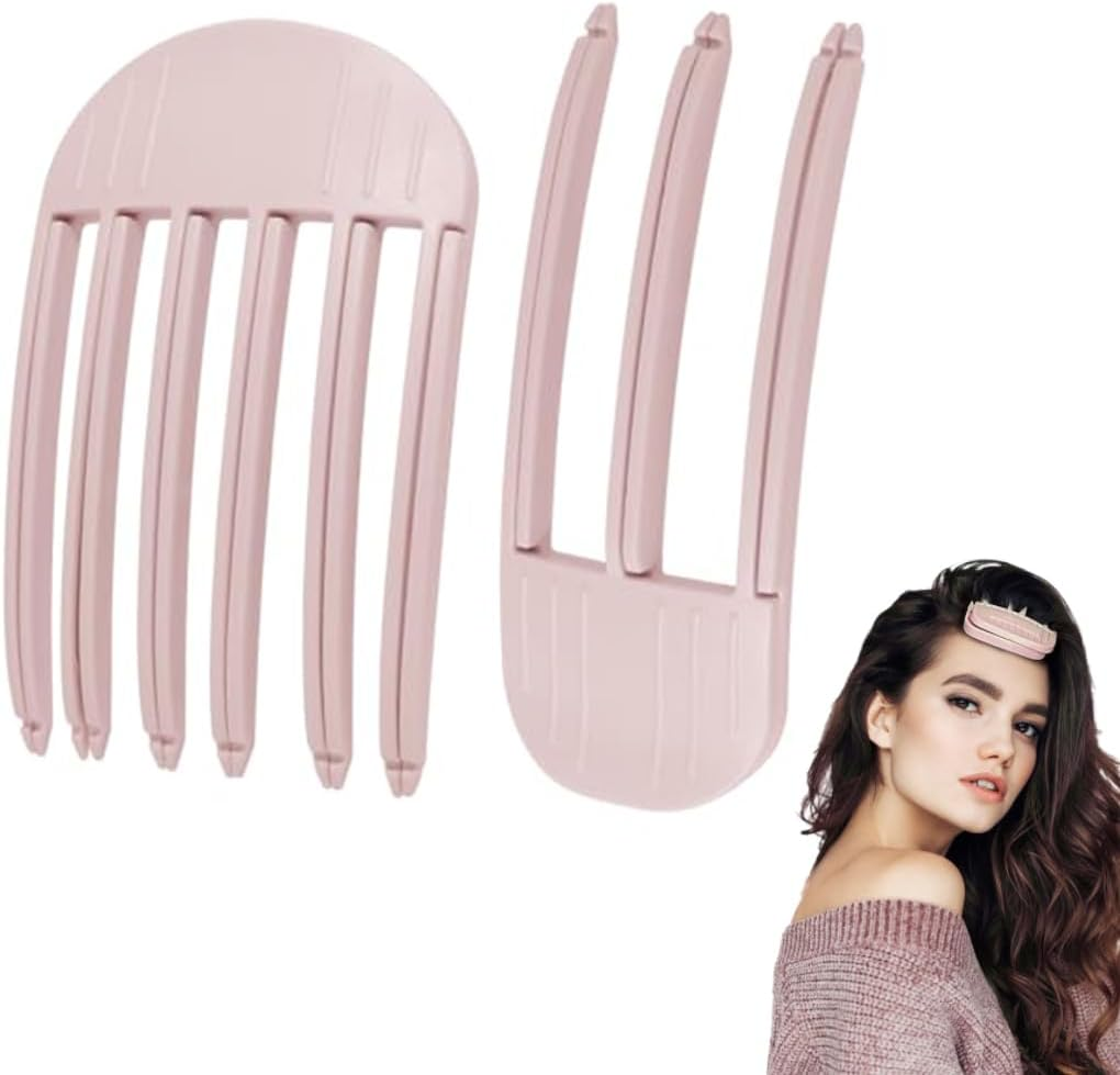 XYTAHDM Volume Hair Clips, Pack of 2 for Fluffy Bangs, Volume Clip for Hairline, Volume Hair Clip, Volume Clip for Long and Short Hair, Traceless Hair Clip, Hair Root Lifting Clips (Pink) image number 2