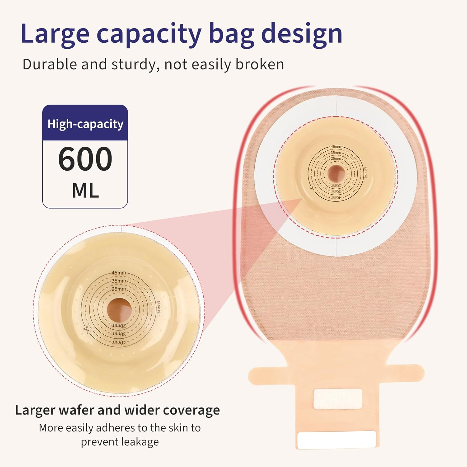 DERAYMI 10 Pack Colostomy Bags Convex with a Belt, One Piece System Ostomy Bag Drainable Pouches Ostomy Supplies Bags for Uneven Wrinkled Skin Irregular Stoma Cut-To-Fit 20-45Mm image number 6