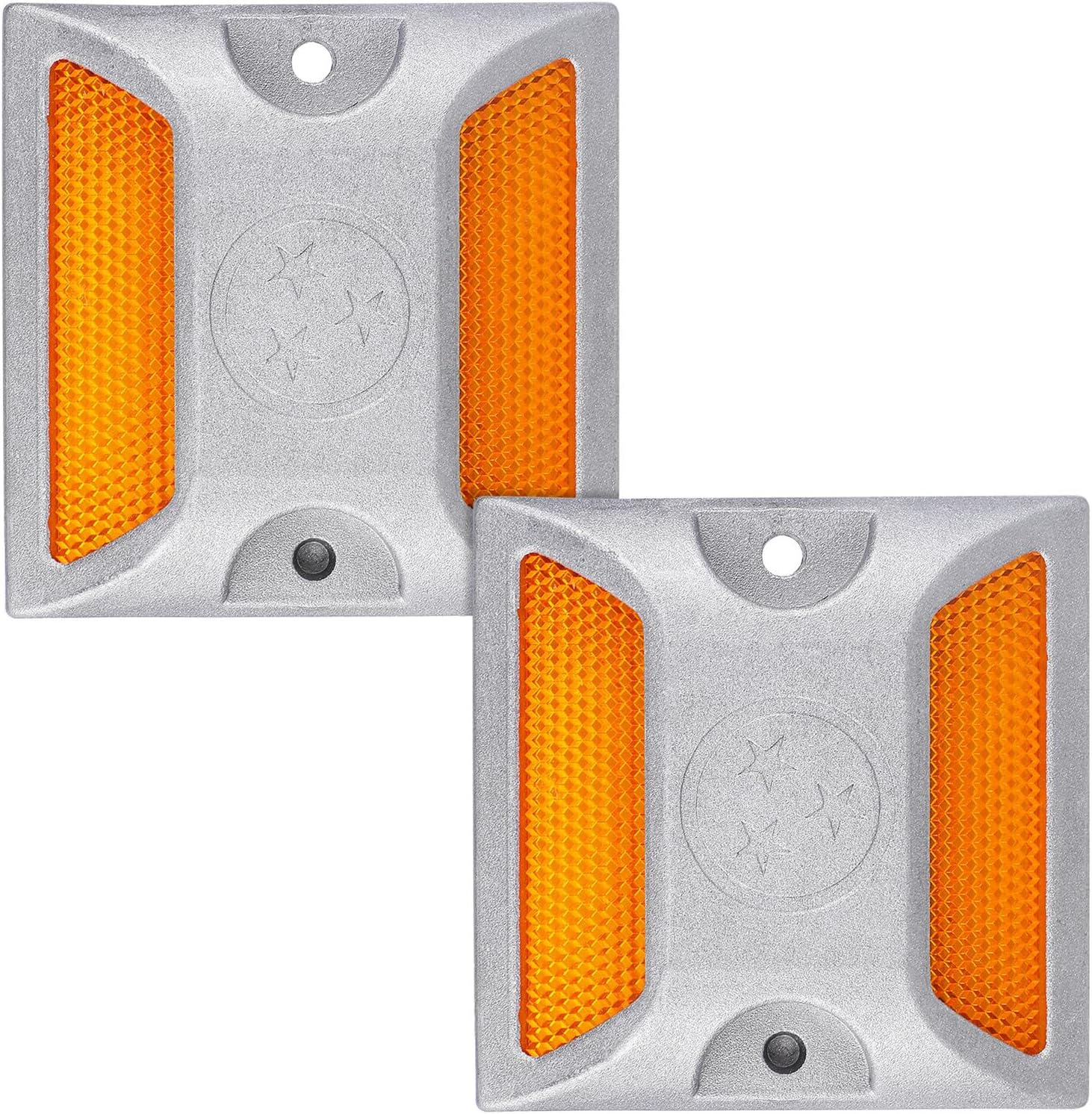 2Pcs Reflective Road Pavement Marker Driveway Marker Reflectors Road Studs Reflective Aluminum Track Nails for Driveway Emergency Roadside Reflectors image number 3