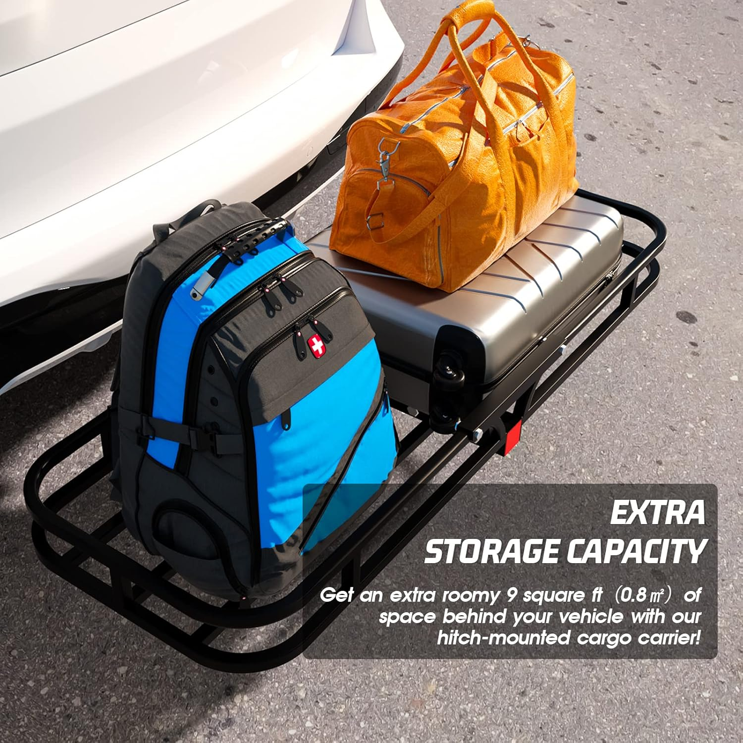 Hitch Cargo Carrier, 135 X 65 X 10.5 Cm, 200Kg Capacity, 2 Inch （5Cm） Shank，Black Steels image number 3