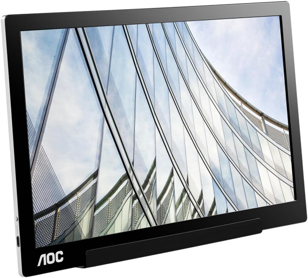 AOC I1601C 15.6" USB-C Powered Portable Monitor, IPS Full HD 1920X1080, Smartcover, Carrying Case, Autopivot (For Devices W/Usb-C DP Alt Mode Only),Black image number 3