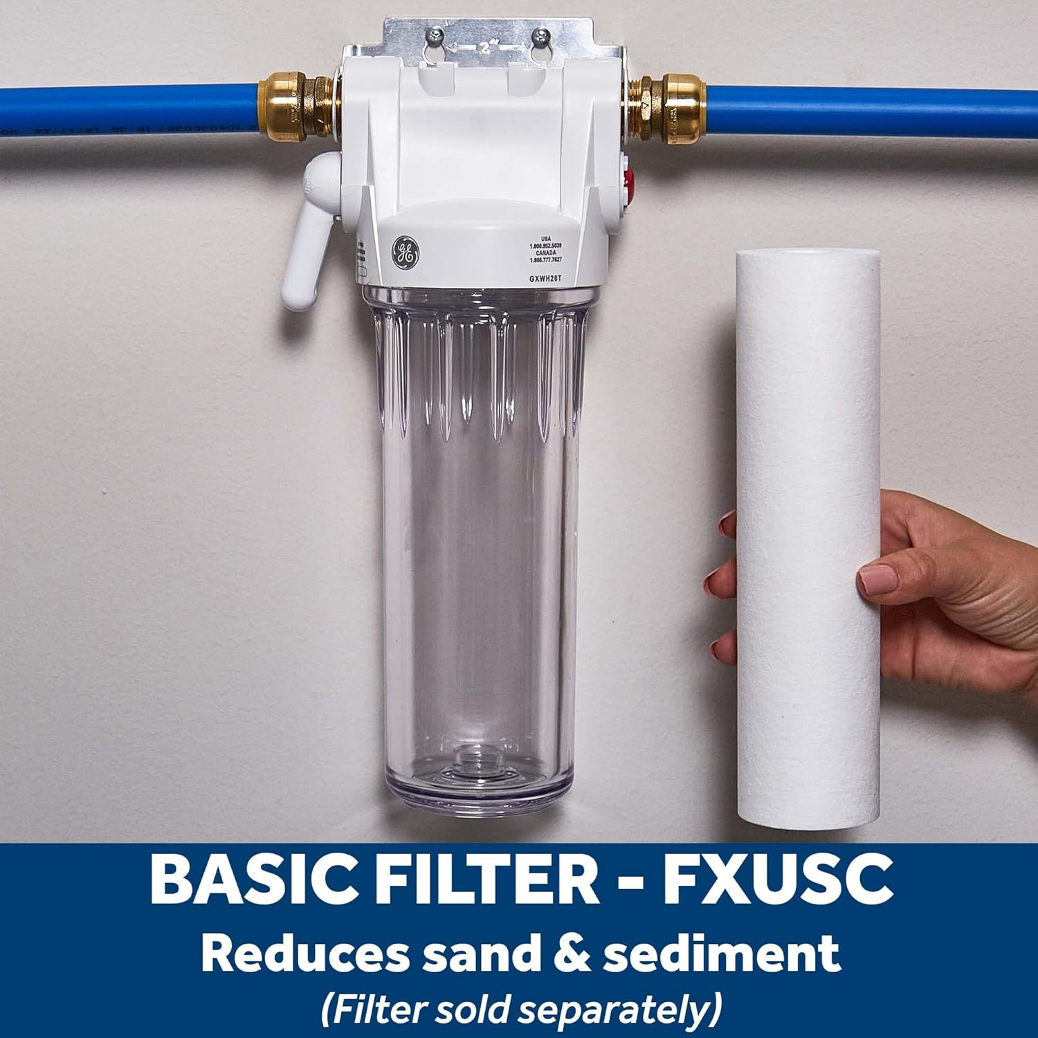 GE Whole House Water Filtration System | Reduces Sediment, Rust & More | Install Kit & Accessories Included | Filter Not Included | Replace Filter (FXWTC, FXUSC, FXWPC, FXWSC) Every 3 Months | GXWH20T image number 5