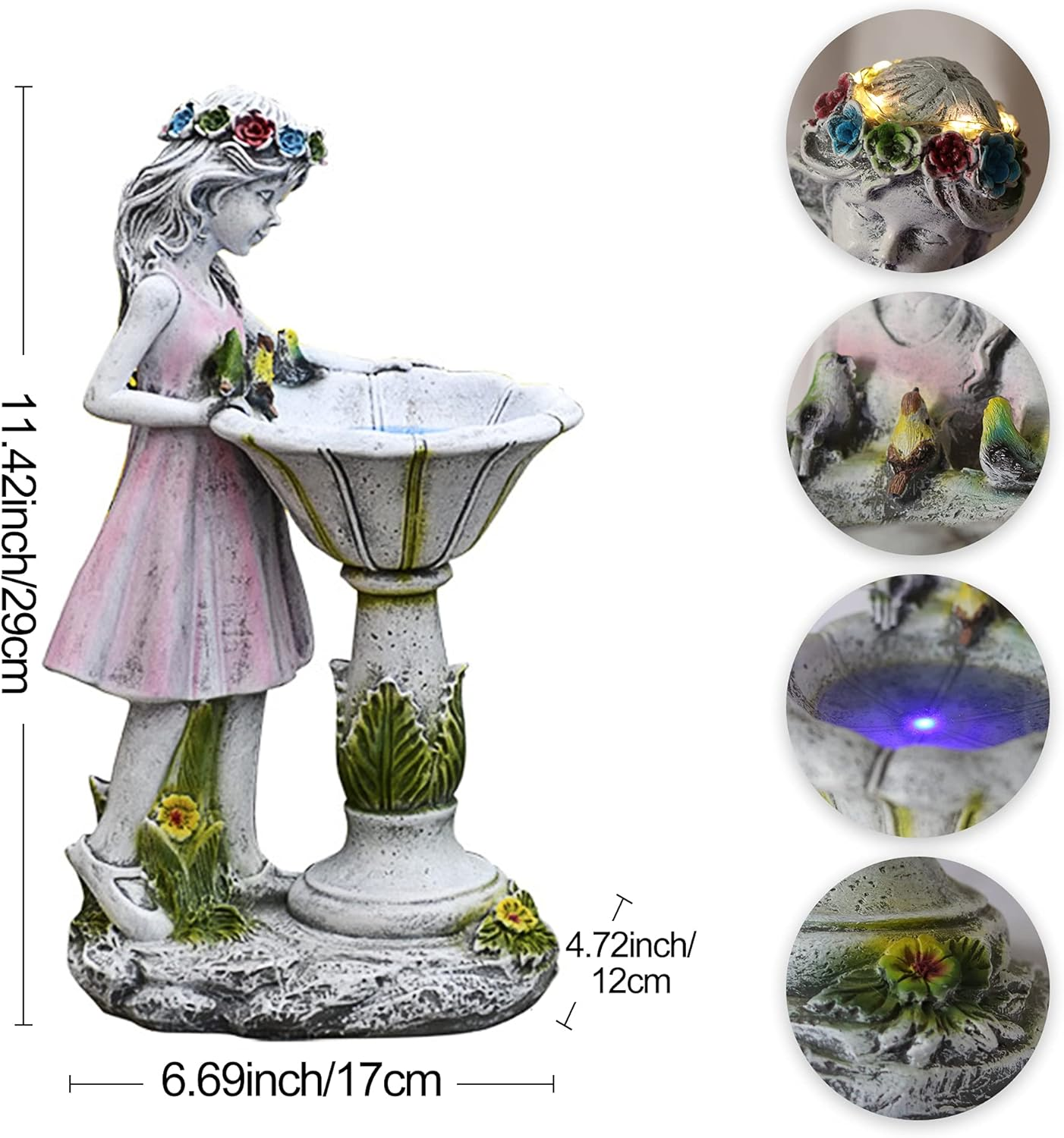 Voveexy Fairy Garden Statue, Solar Garden Angel Figurine Outdoor Decoration Waterproof Resin Garden Sculpture for Patio Yard Lawn Porch Art Decoration Ornament Housewarming Christmas Birthday Gift image number 2