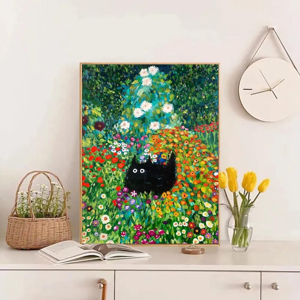 DIY Diamond Painting Art Kit for Adults, 5D Diamond Painting Kits, Diamond Painting Kit, Diamond Art - Flowers and Black Cats, Cat Diamond Painting,Home Wall Decoration [11.8X15.7 Inches] image number 6