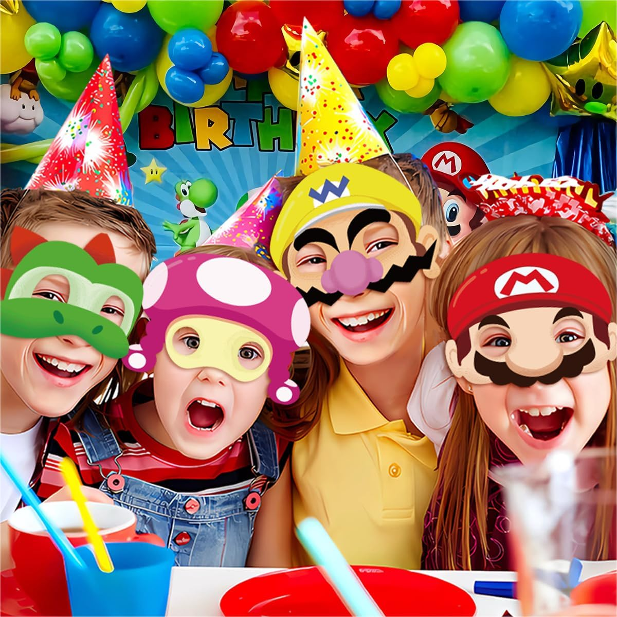 Deluisho Mario Party Masks, Mario Brother Masks, Super Mario Party Supplies Cute Mario Mask for Boys and Girls Party Masquerade for Children image number 2