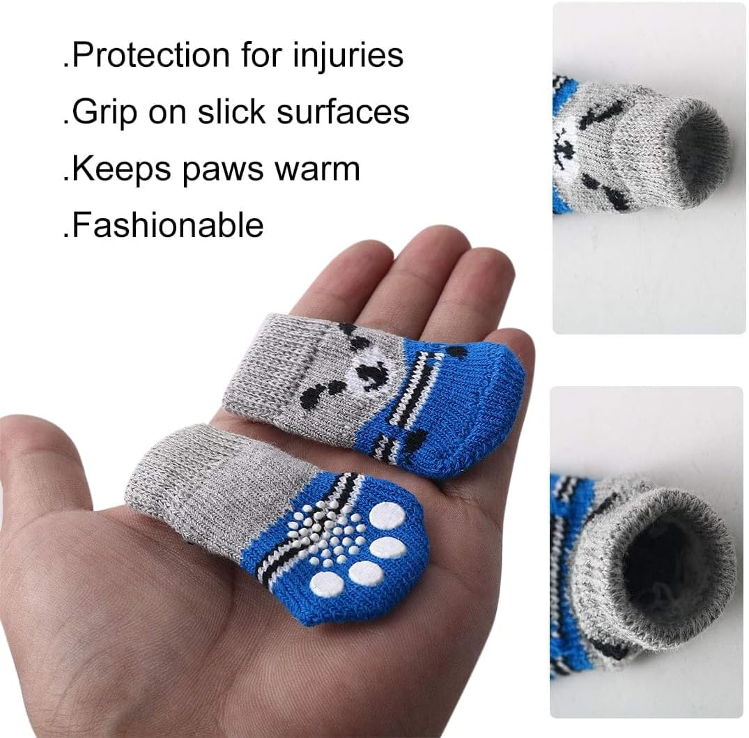 Indoor Non-Slip Socks for Dogs, 4 Pairs Pet Indoor Non-Slip Socks for Dogs and Cats, Dog Shoes, Paw Protection, Summer Pet Paws, Protection, Traction, Control Socks on Hardwood Floor