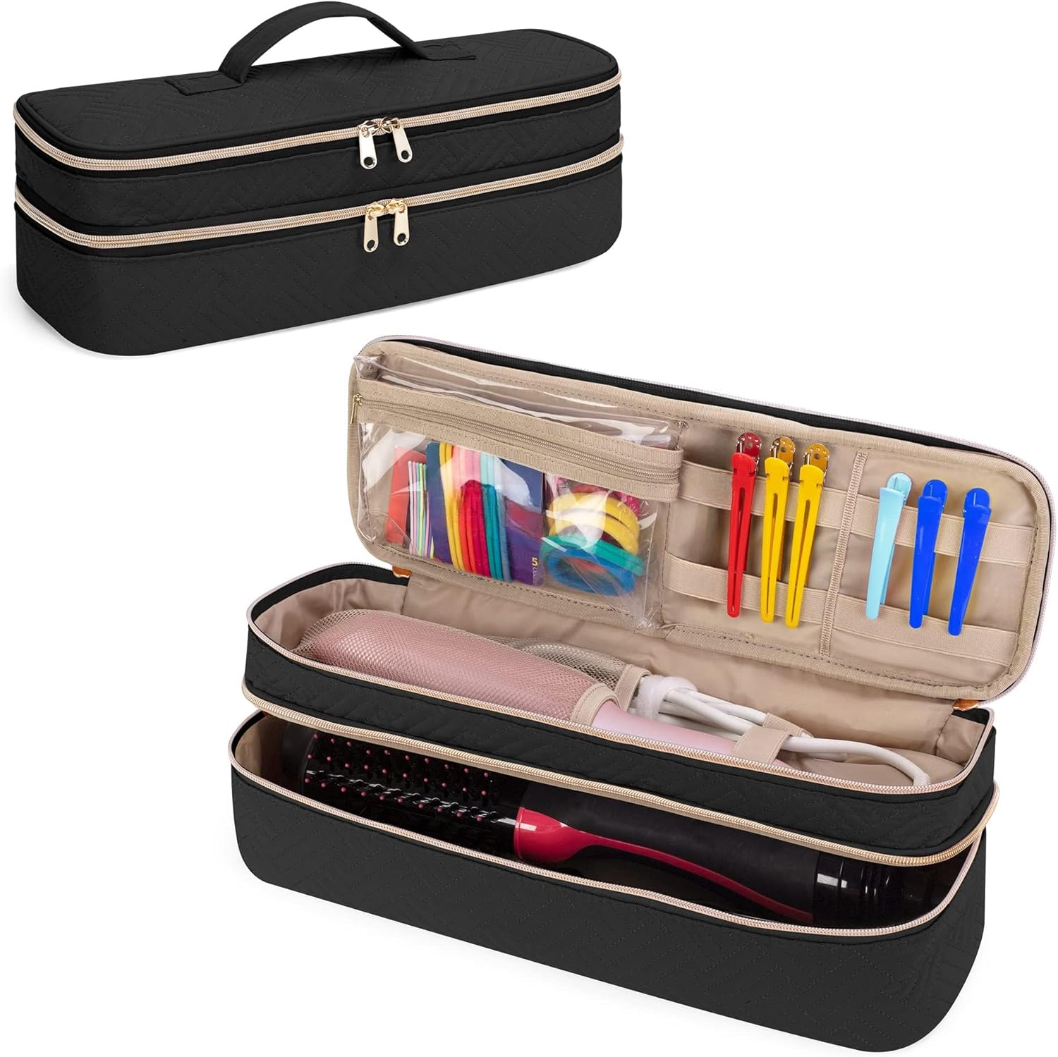 Hair Tools Travel Bag for Shark Flexstyle Carrying Case, Double Layer Hair Tools Storage Bag for Flat Curling Iron, Hair Accessories, Hair Dryer Styler Organizer (Bag Only) image number 5