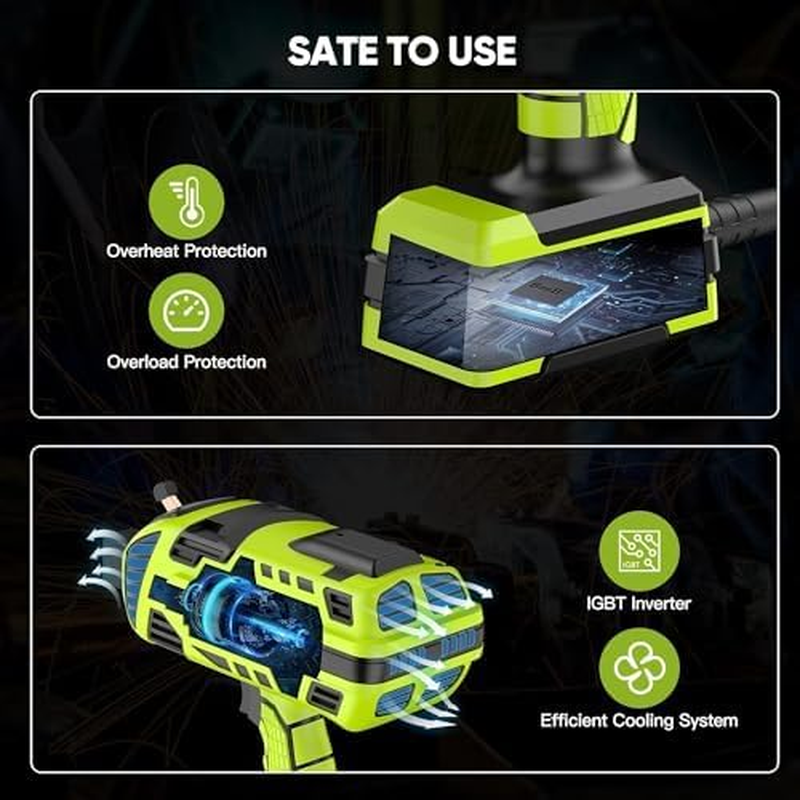 MINYII Portable Welding Machine Handheld Welder with IGBT Inverter 6 Variable Current Adjustment Portable ARC for 3/32"-1/8" Wire Rods Electric Stick Welder Machine Suit (GREEN) - Green image number 4