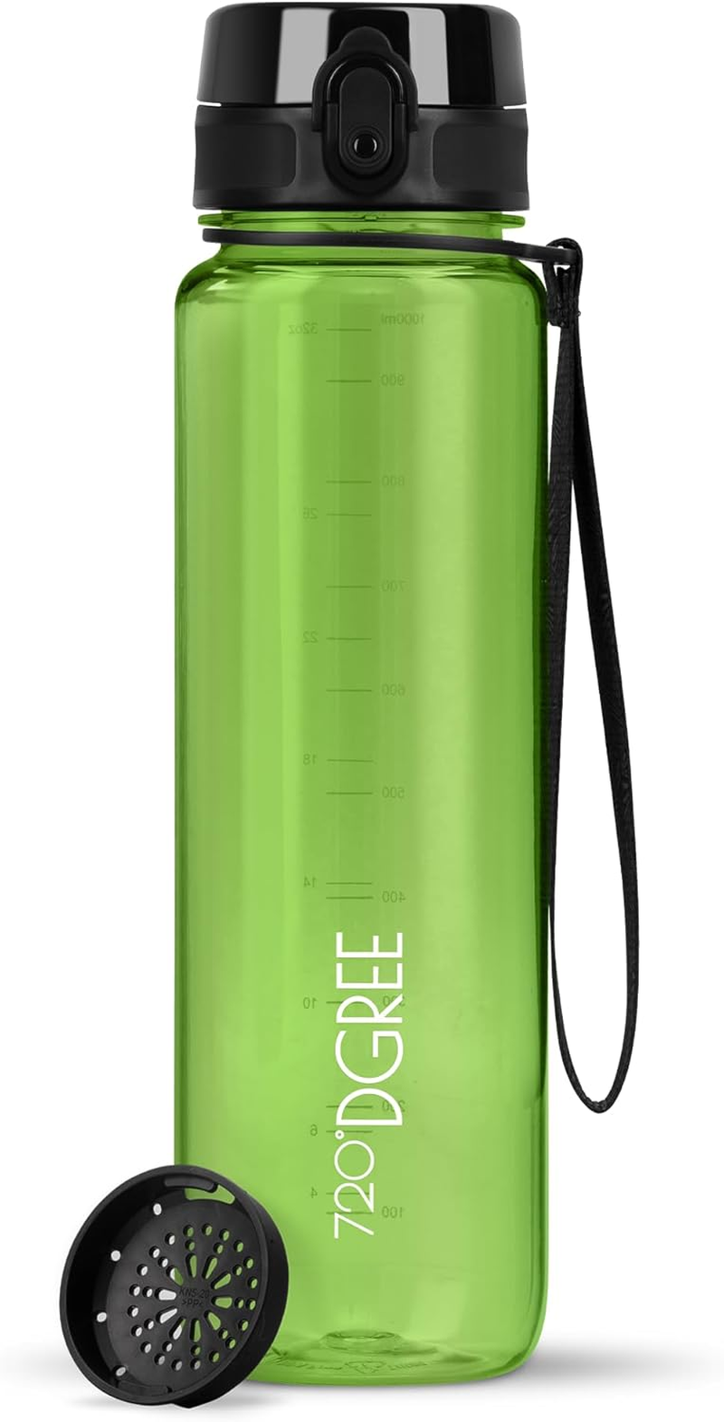 720&deg;DGREE Uberbottle 1.5 L Water Bottle + Fruit Sieve, Softtouch &ndash; Bpa-Free, Leak-Proof &ndash; XL Water Bottle &ndash; Ideal for Sports, Gym, Hiking, Camping, University, Yoga, Work