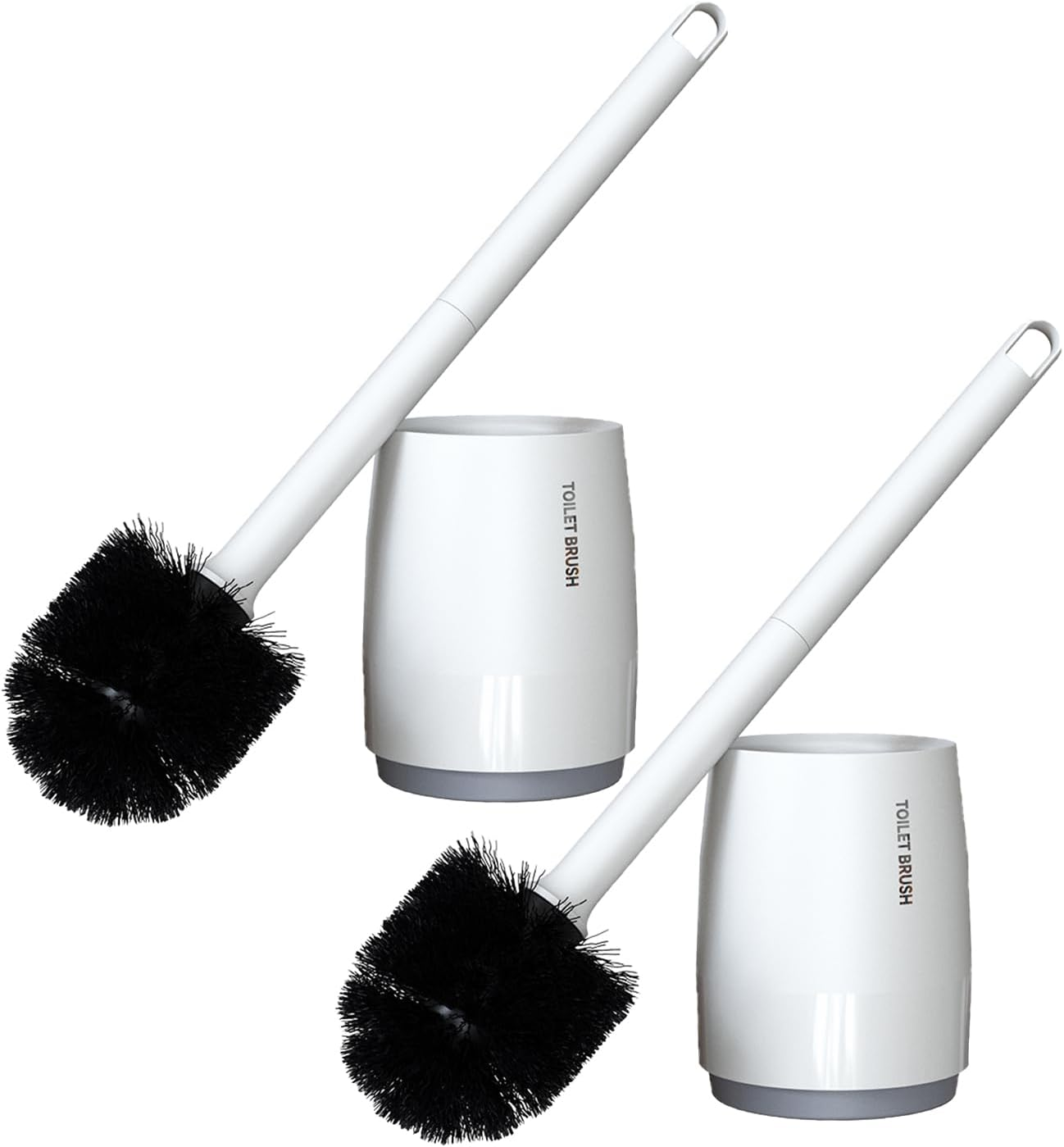 Toilet Bowl Brush and Holder Set for Bathroom, Toilet Cleaning Scrubber Cleaner Brush for Bathroom for Deep Cleaning with Stiff Plastic Bristle, Ventilated Holder (White)