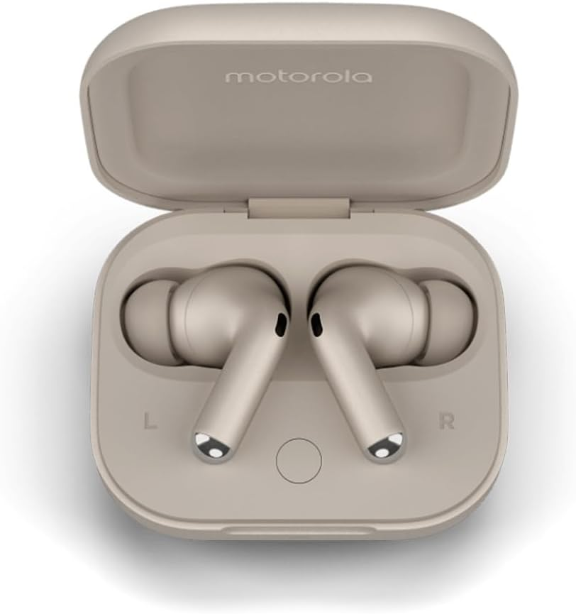 Motorola Moto Buds+ Stone, Sound by Bose, Buds Plus, Wireless Headphones, Active Noise Cancellation, Dolby Head Tracking&trade; Compatible, Dolby Atmos, Water-Repellent Design, Triple Microphones image number 2