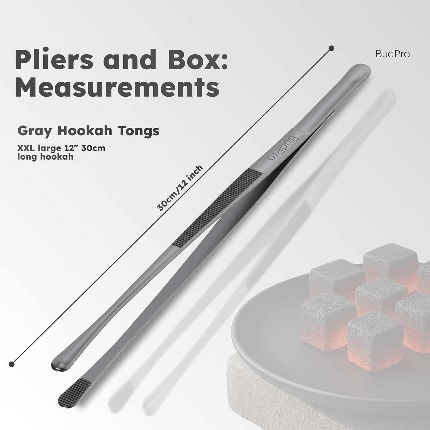 Budpro Black Hookah Tongs Long 12" High Quality Coal Tongs for Hookahs, the Longest You'Ve Ever Had image number 2