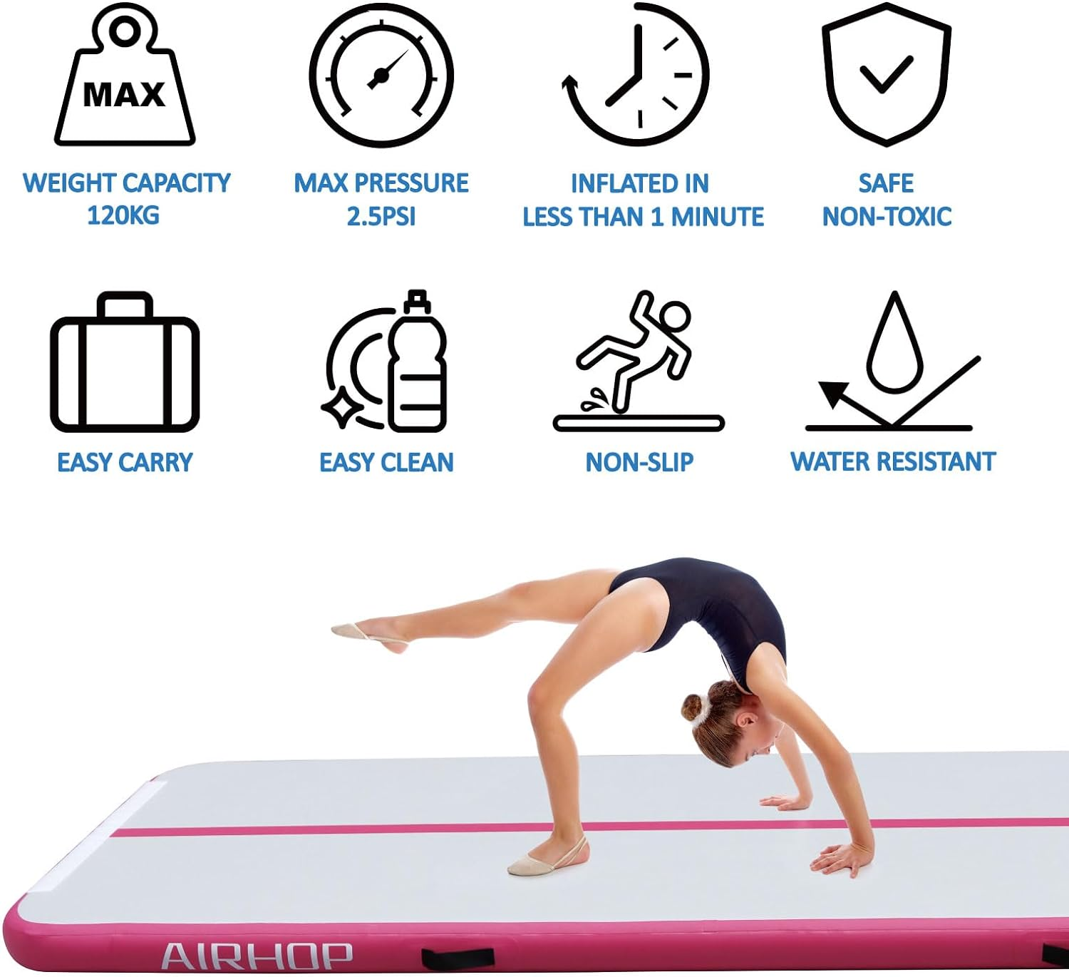 Gymnastics Tumbling Mat 10/20Cm Thick, 3M/4M/5M/6M Air Track Tumble Inflatable Training Mats for Kids Home Use, Gym, Cheerleading with Electric Pump image number 4