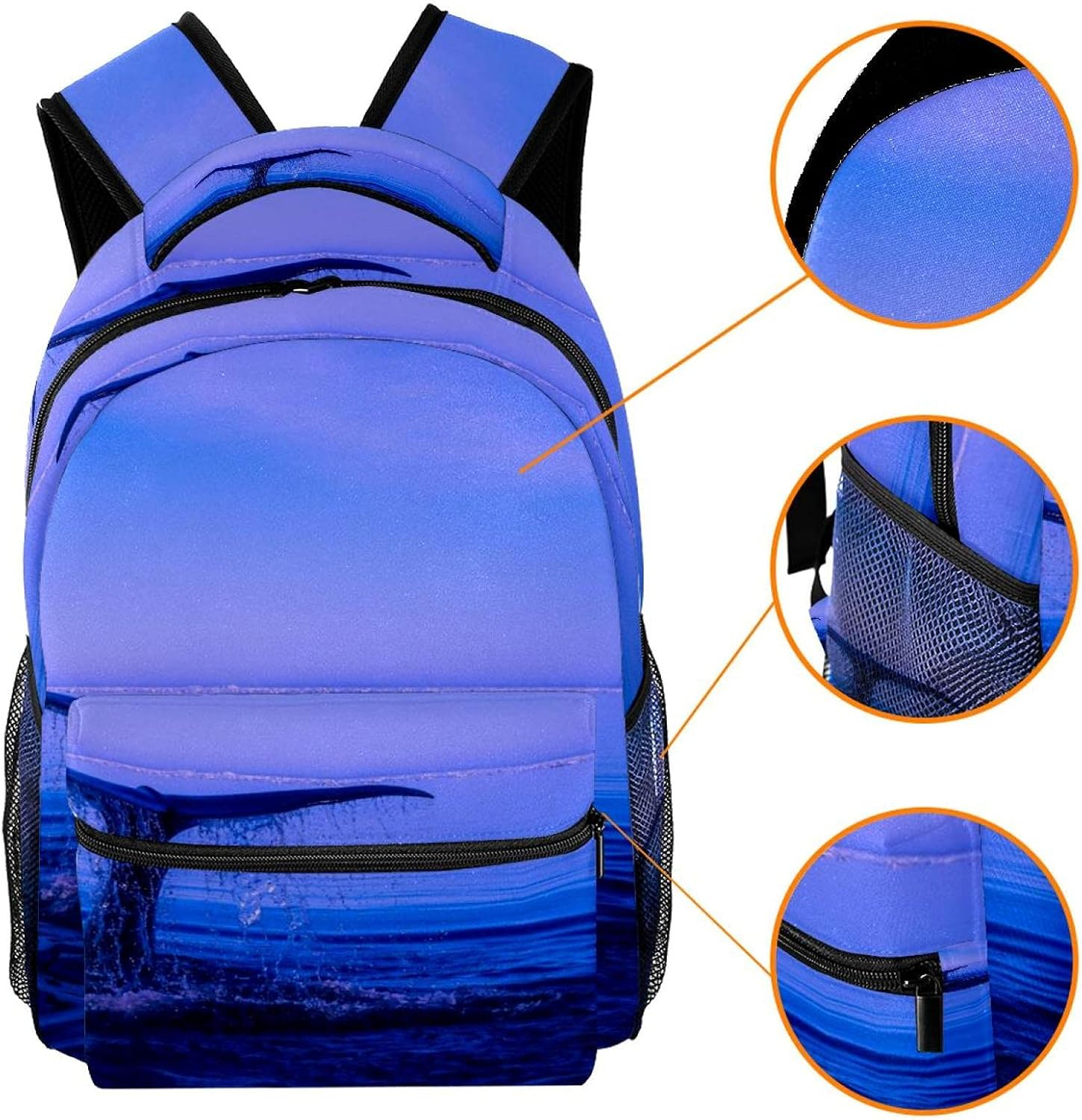 Sea Ocean Whale Backpack Students Shoulder Bags Travel Bag College School Tote Backpacks image number 5