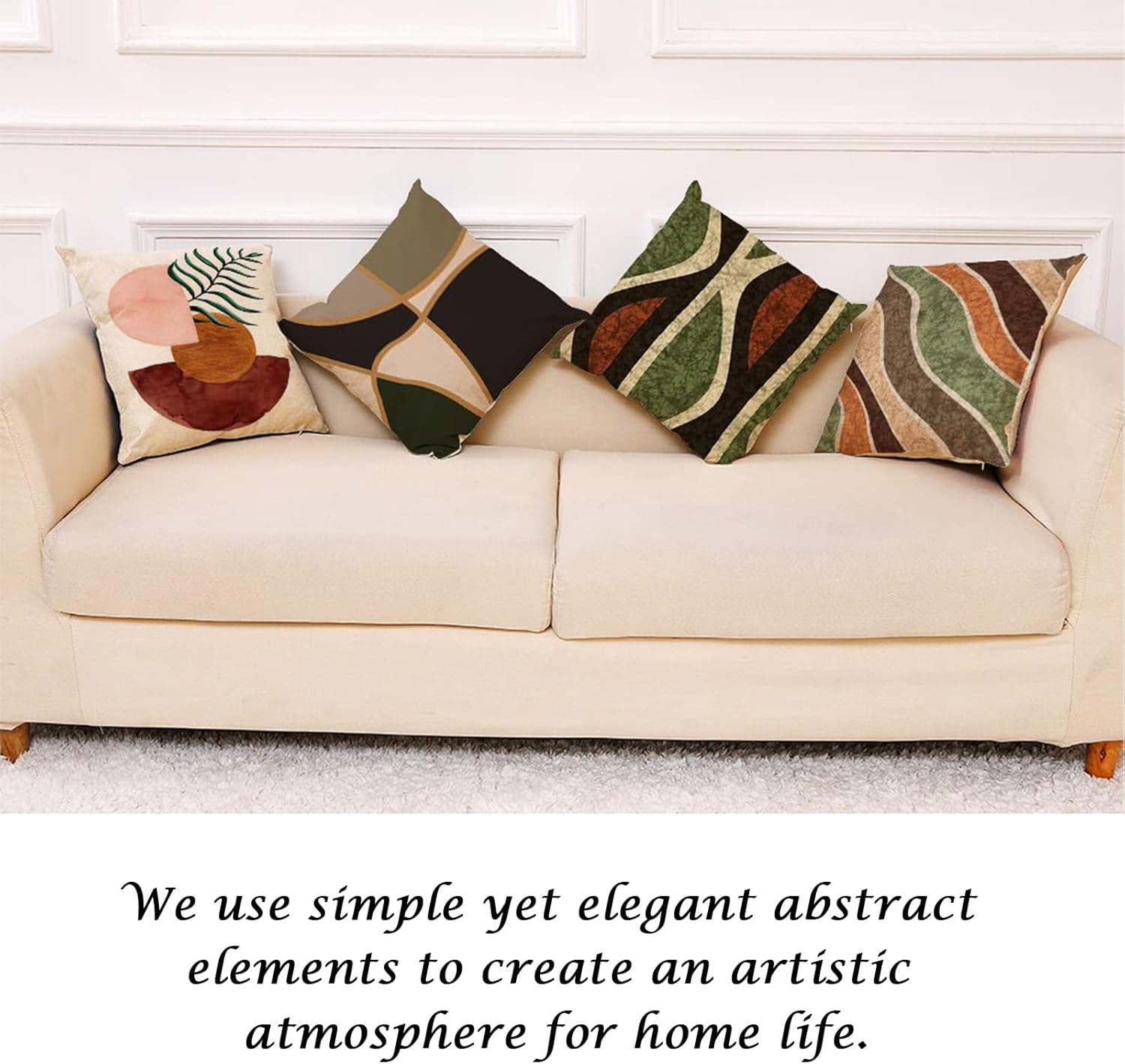 Throw Pillow Covers,4Pcs Pillow Covers 18X18,Cushion Coversfor Couch Pillows,Throw Pillows for Bed,Fall Home Decor,Modern Accent Cushion Cover image number 5