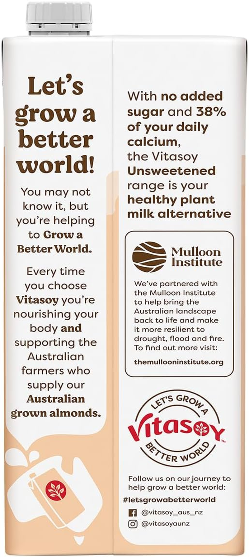 Vitasoy Unsweetened Long Life Almond Milk, 1 Litre (Pack of 12) image number 1