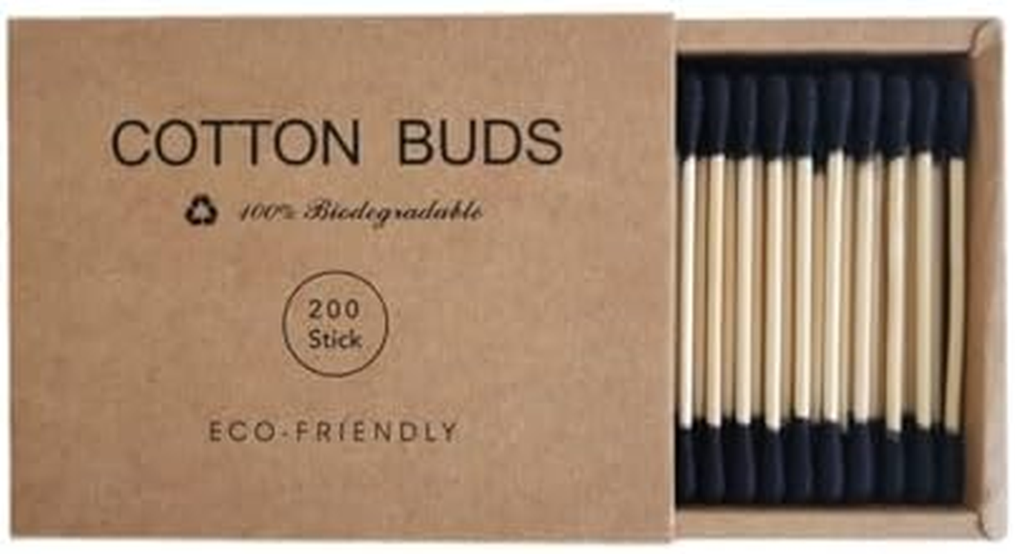 2000 Pcs Premium Cotton Swabs Natural Cotton Buds Biodegradable Organic Double Tips for Ear Wax Removal (200Pcs,Pink)