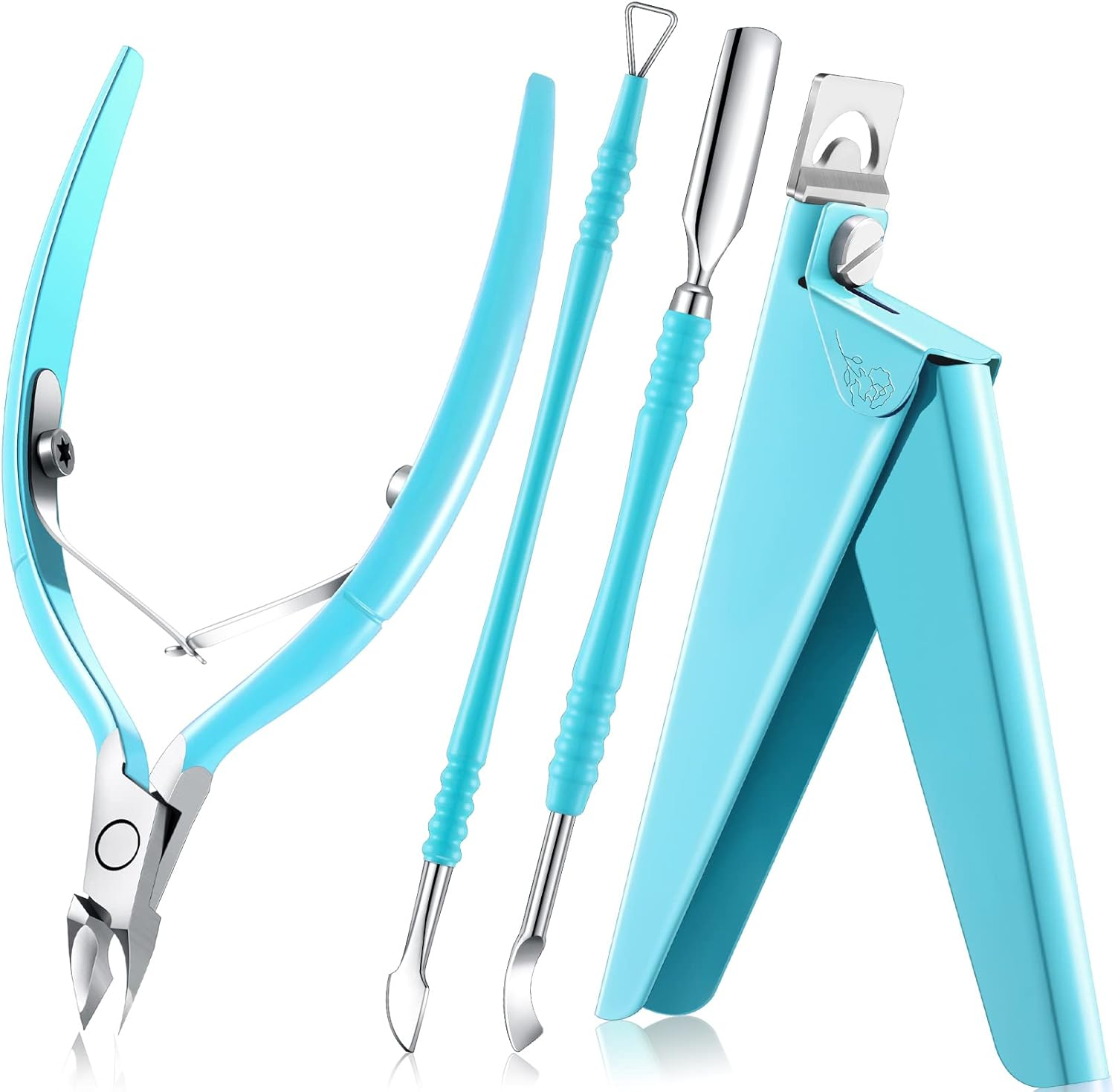 Mudder Acrylic Nail Clippers Kit False Nails Tips Cutter Professional Cuticle Trimmer Nipper Cutter Pusher Remover Stainless Steel Manicure Pedicure Art Tools Set Salon Home(Pink Rose)