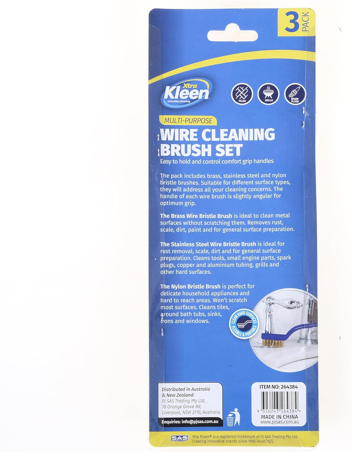 Cleaning Wire Brush Set, Blue (Pack of 3) image number 5