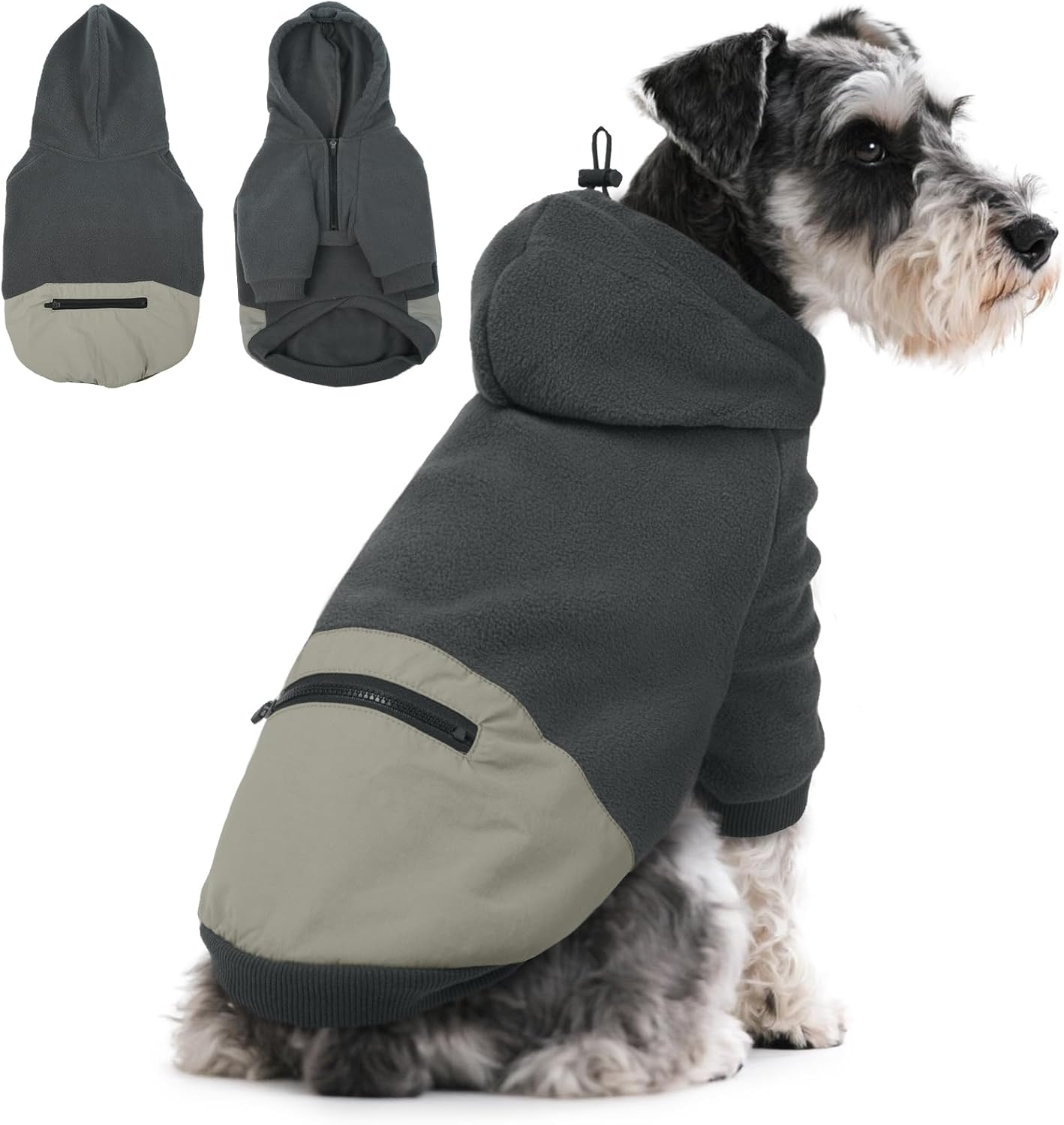 Lelepet Dog Hoodie for Small Dogs, Winter Dog Sweatshirt with Adjustable Hood, Warm Coat for Dogs, Pet Clothing Sweaters with Zipper Pocket, Soft Cold Winter All Weather Pet Clothes, Green 3XL
