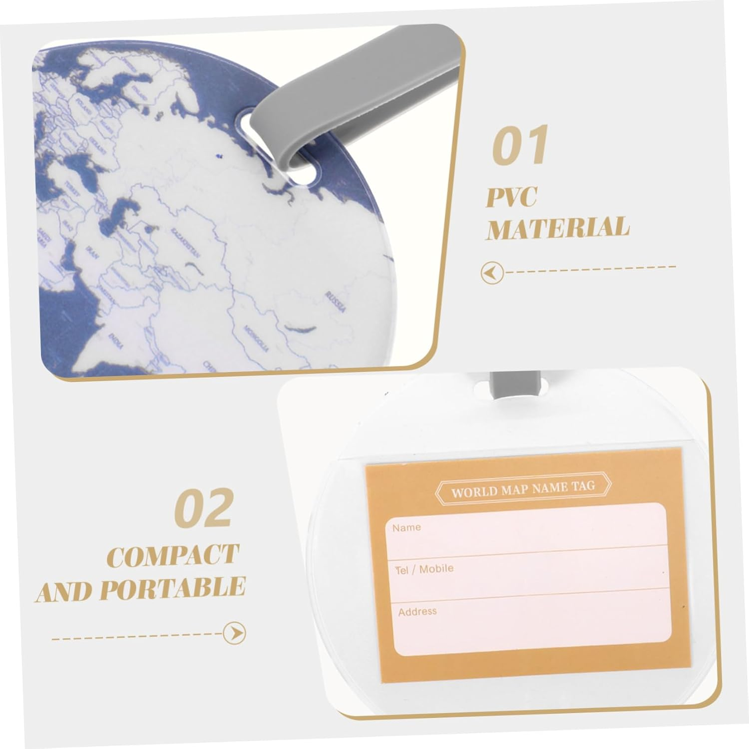 COLLBATH World Map Luggage Tag Suitcase Identifier Id Label for Women Men Travel image number 2