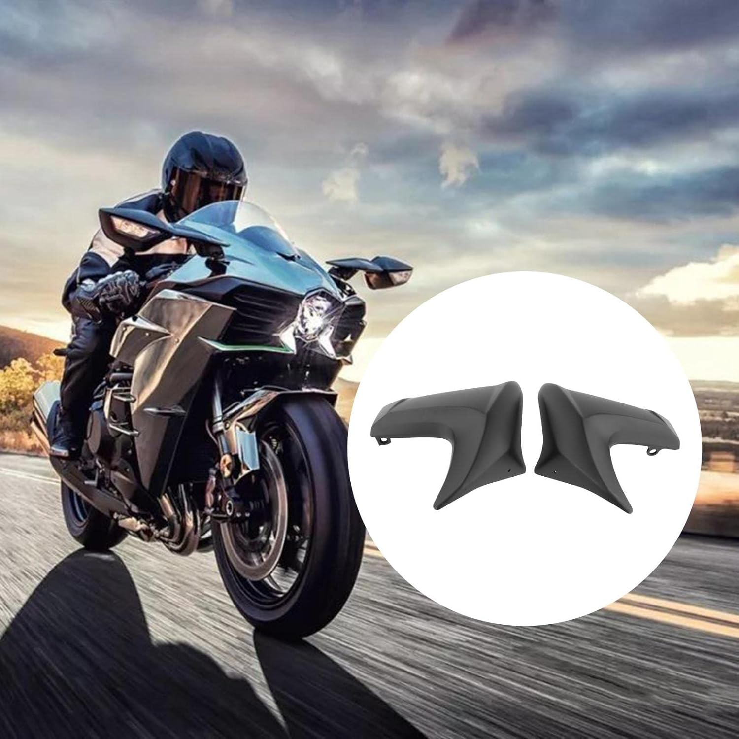 KESOTO 1 Pair Radiator Cover Fairing Replacement for ER6N 2012 2013 2014 2015 Repair Parts, Matt Black image number 3