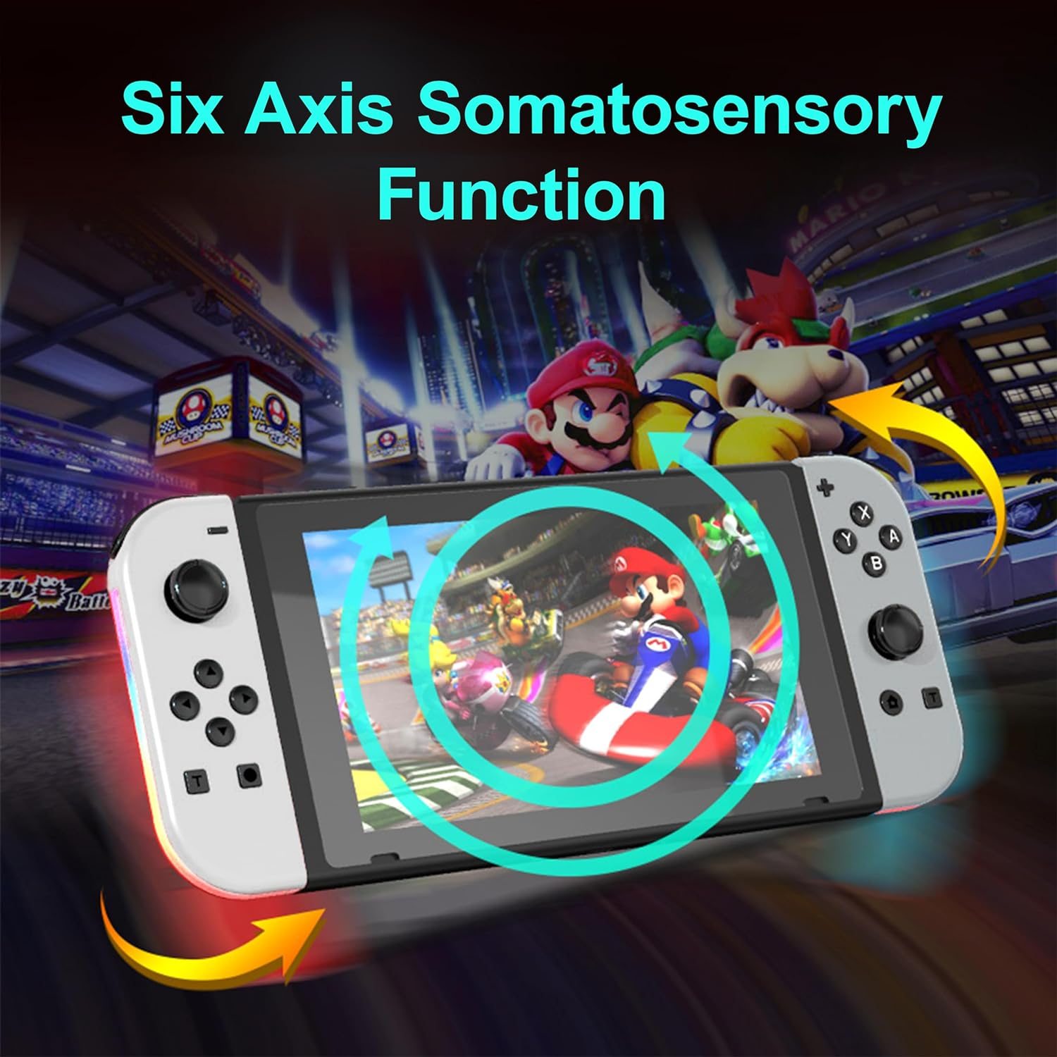 Costec RGB LED Joy Con Controller for Nintendo Switch Replacement for Nintendo Switch Controller, Compatible with Switch, Wireless Left and Right Joy Con for Switch Nintendo Support Dual Vibration/Wake-Up/Screenshot, Joy Con Controller for Switch OLED Lite [White with RGB LED] image number 1