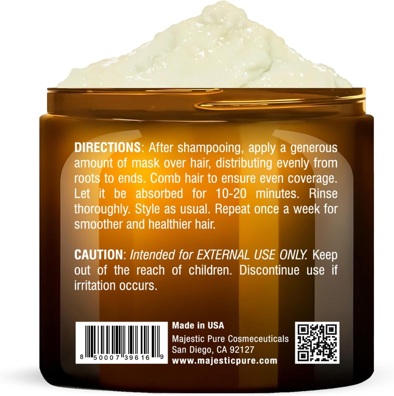 Majestic Pure Avocado and Coconut Hair Mask for Dry Damaged Hair - Infused with Biotin - Deep Conditioning, Hair Thickening, for Healthy Hydrated Hair, Sulfate Free, 16 Fl Oz image number 1