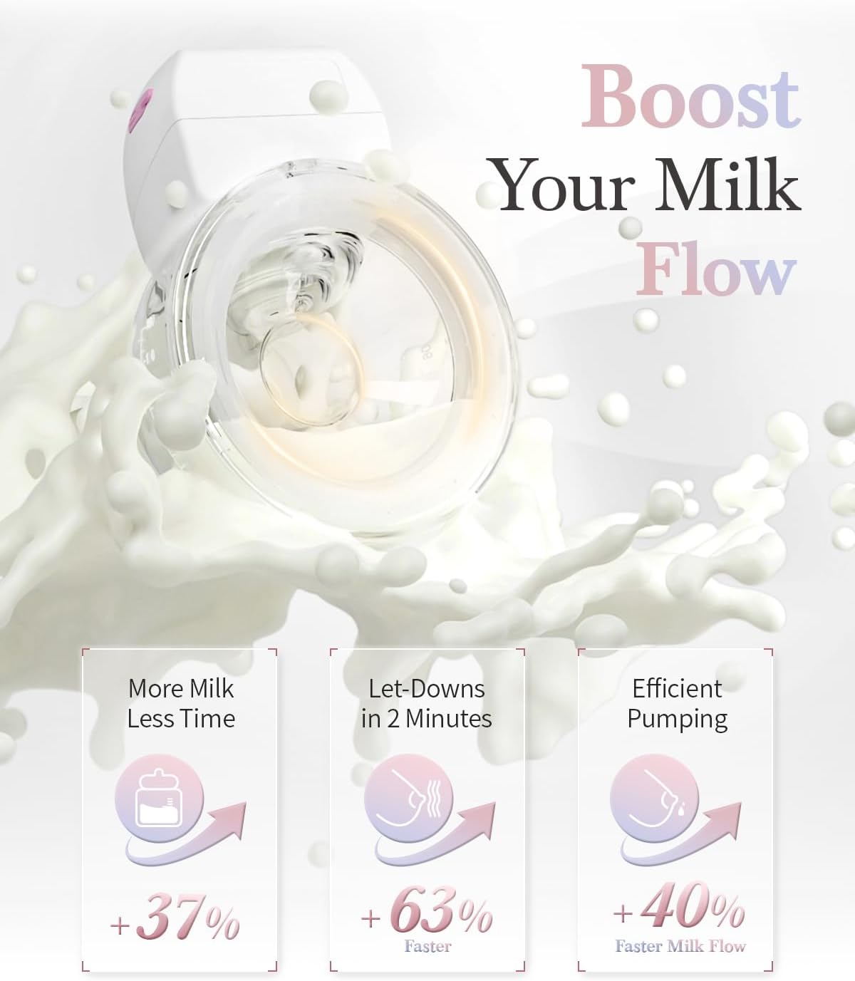 KISSBOBO ABP-1508 Hands Free Breast Pump Wearable with Storage Bag, Wearable Breastfeeding Pump Strong Suction, Low Noise, 3 Modes 9 Levels, with 21/24Mm Insert/Flange, 2 Pack (Pink) image number 5