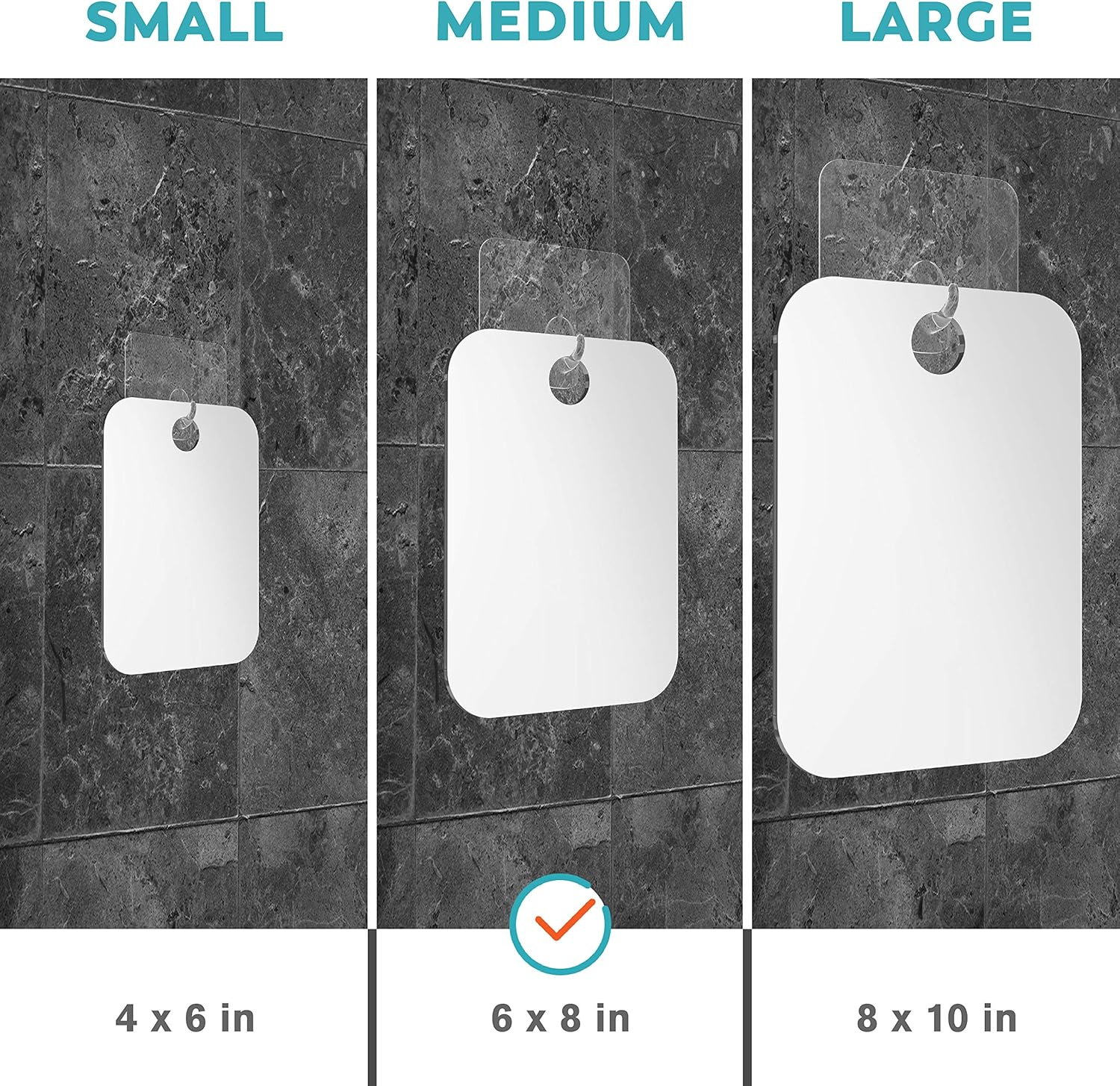 HONEYBULL Shower Mirror Fogless for Shaving - (Medium 6X8In) Flat anti Fog Mirror with Razor Holder for Shower, Mirrors, Shower Accessories, Bathroom Mirror & Accessories, Holds Razors for Men image number 4