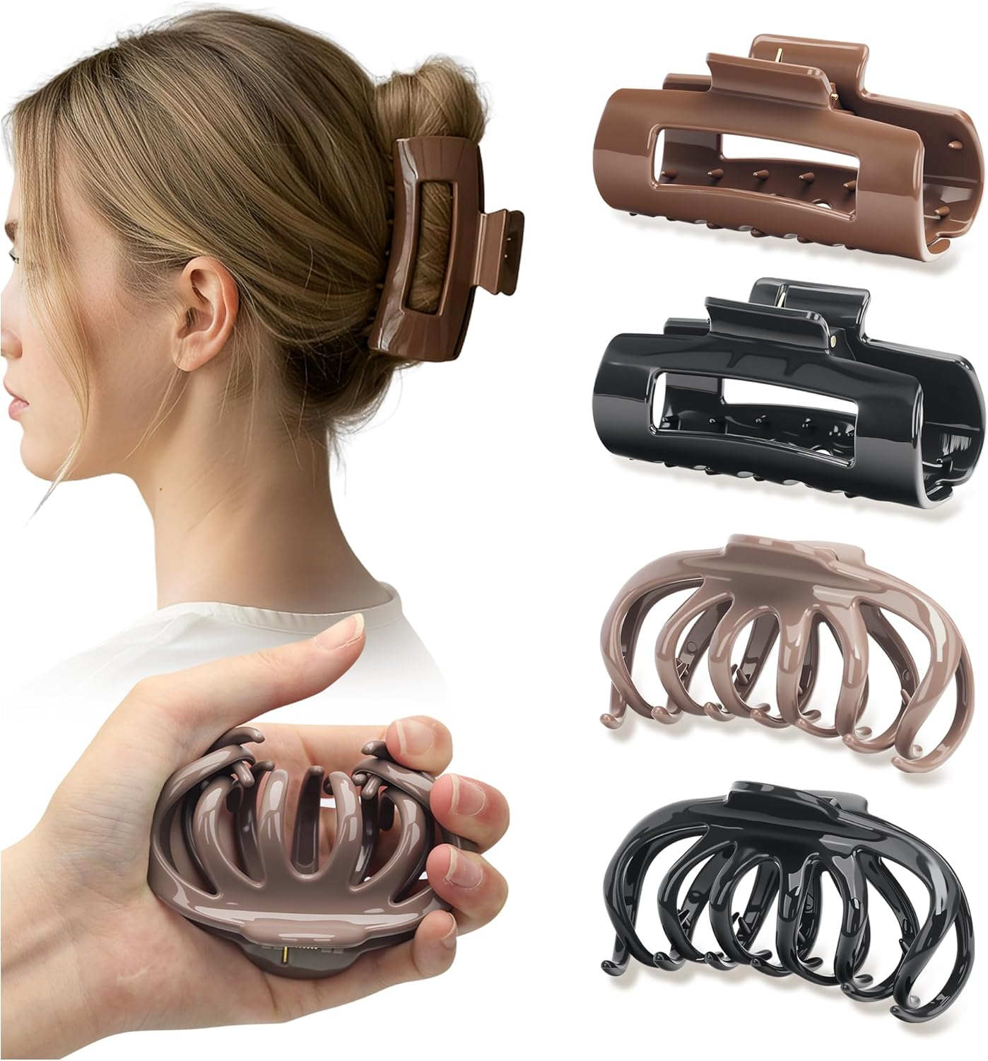 Muorruo 4-Pack Silicone Cloud-Shaped Hair Clips, Soft and Flexible Hair Clips, Gentle Hair Clips for Thin and Thick Hair, Hair Accessories for Women and Girls (Style 1) image number 2