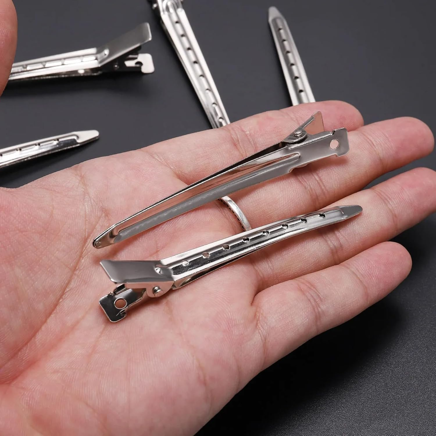 36Pcs Duck Billed Hair Clips for Styling Sectioning, Metal Hair Clips for Women Long Hair, Metal Alligator Curl Clips for Hair Roller Salon(Silver) image number 3