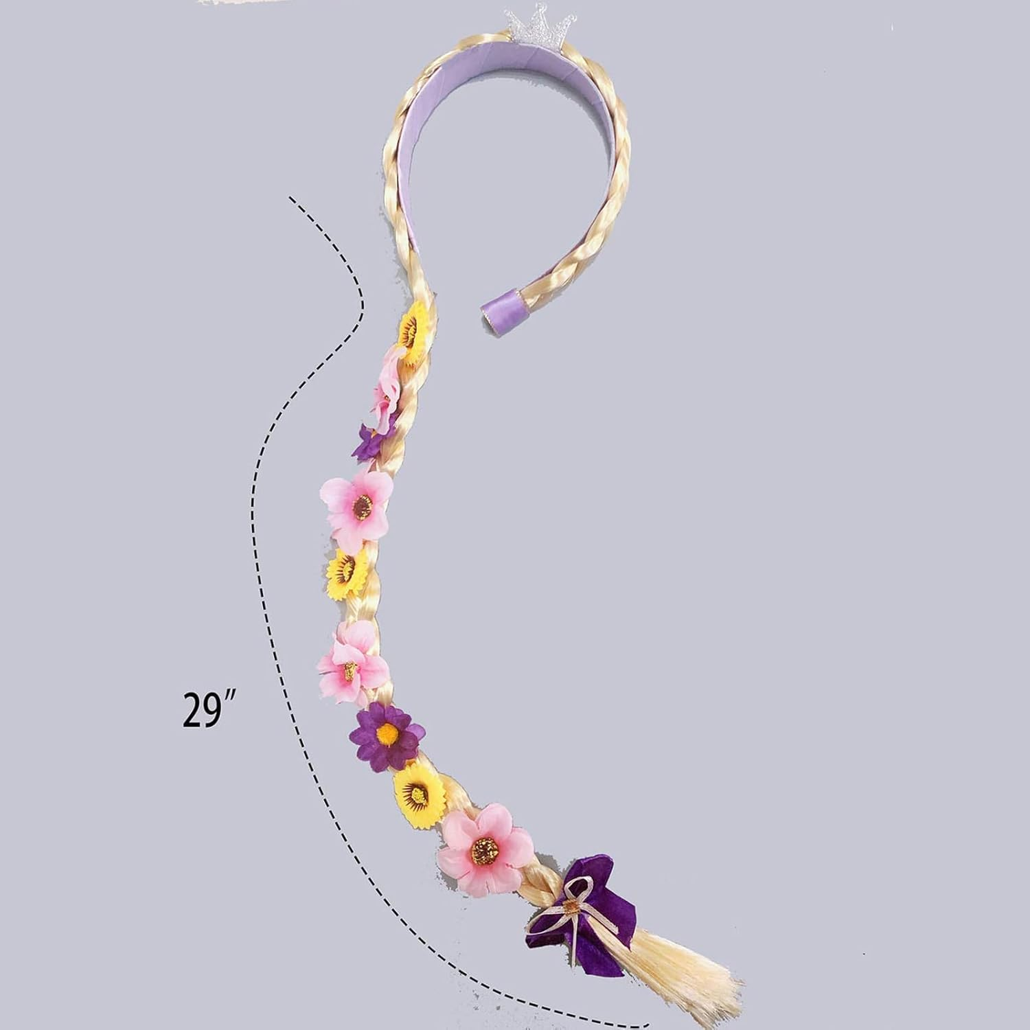 Tatibana Princess Dress up Wigs, Princess Rapunzel Long Braided Wig Headbands with Tiara Flowers Adorn for Girls Costume Accessories, 29 Inch image number 1