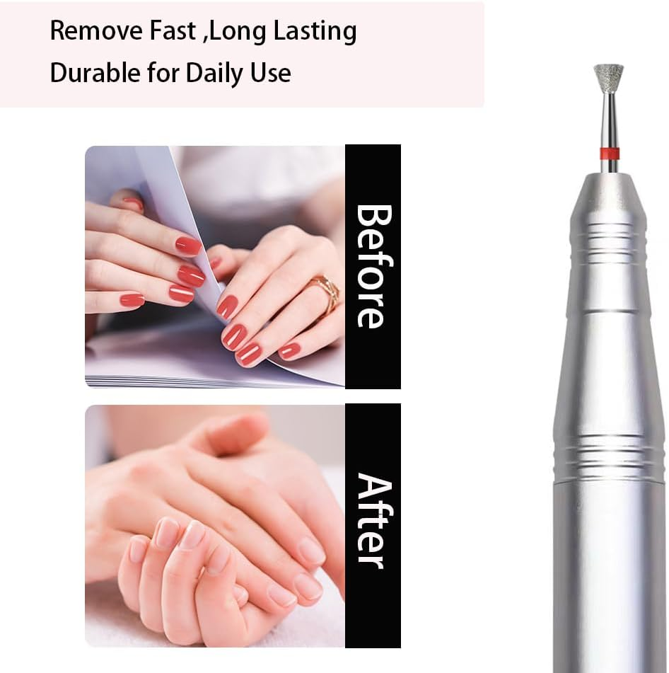 10Pcs Inverted Cone Cuticle Drill Bits, Carbide Diamond Nail Bits for Dead Skin Removal & Nail Shaping, 3/32'' Two Way Rotate, Professional Manicure Pedicure Salon Tools(3Mm Inverted Cone Bit, Fine-F) image number 5