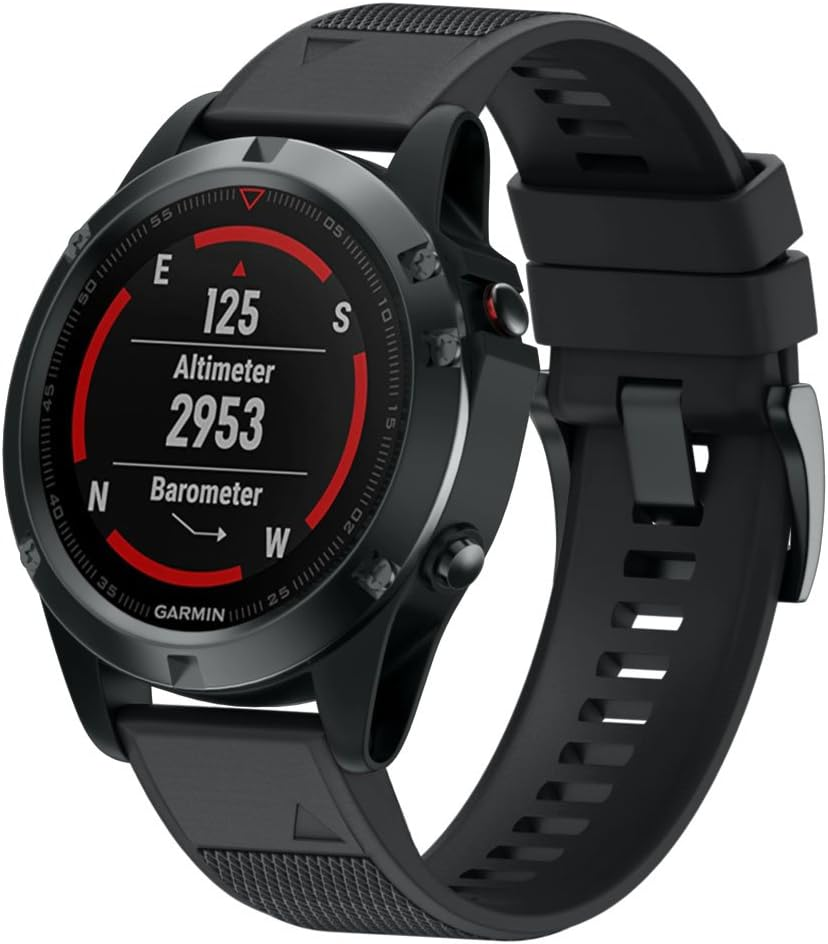 ANCOOL Compatible with Fenix 5/6/7 Band, Easy Fit 22Mm Width Soft Silicone Watchband Replacement for Garmin Fenix 5 Plus/Fenix 7 Pro/Fenix 6 Pro Smartwatch (Black) - Slate image number 4