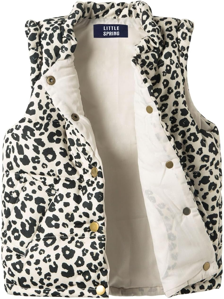 Littlespring Puffer Vest Faux Suede Quilted Lightweight Coat Vest 2-10 Years