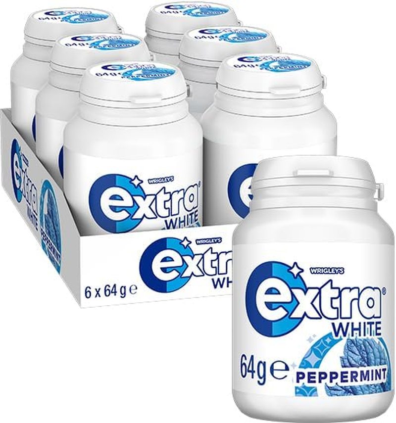 Extra White Peppermint, Sugar Free Chewing Gum, 64G Bottle (Case of 6) image number 4
