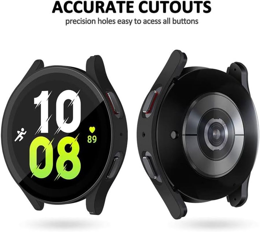 [4 Pack] for Samsung Watch 5/4 Case Screen Protector 40Mm,Hard PC Case with Tempered Glass Screen Protector for Samsung Galaxy Watch 5 40Mm/Galaxy Watch 4 40Mm Smartwatch Accessories