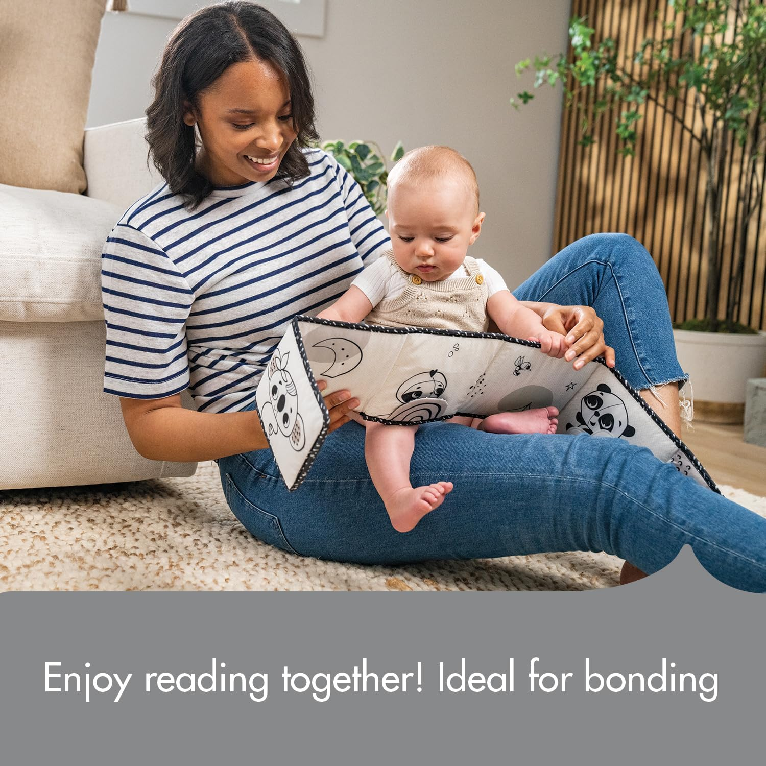 Tiny Love Double-Sided First Book, Black & White Decor Baby Activity Book with 7 Fun Activities , Dual Stage Development with Textures, Sounds, and Mirror, Enhances Cognition, Communication, and Motor Skills image number 2