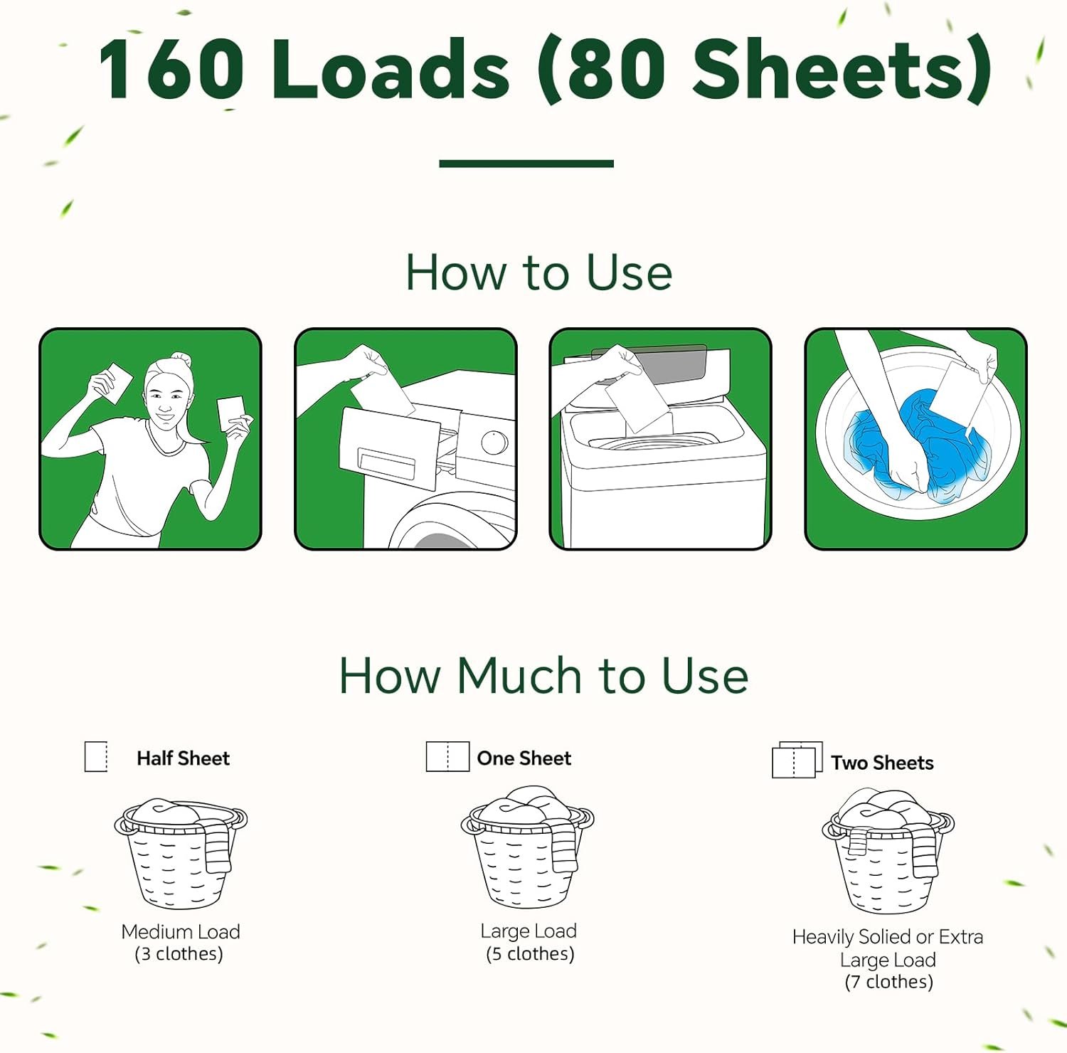 Laundry Detergent Sheets Fresh Scent, Eco-Friendly, Powerful Cleaning, up to 160 Loads (80 Sheets), Hypoallergenic Laundry Soap Sheets for Travel and Home Washing image number 6